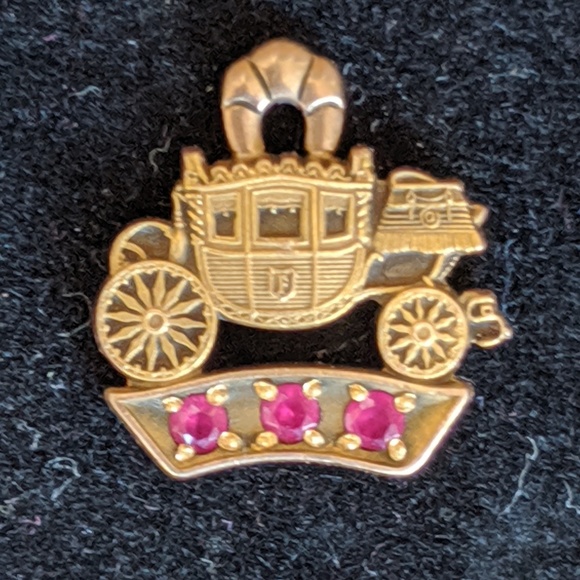 cTo Jewelry - 10kt Gold and Rubies "Princess" Carriage Pendant